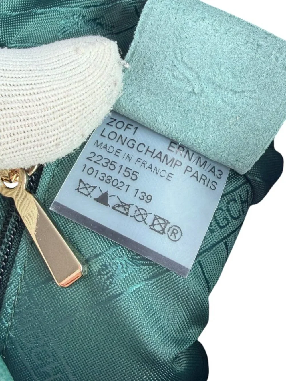 LONGCHAMP Le Foulonne Teal Leather Small Crossbody Shoulder Bag Made in France